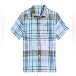 Vineyard Vines Boys Madras Plaid Short Sleeve Top| Size: L (16)